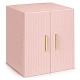Dajasan Large Jewellery Box Organiser, 4-Layer Jewellery Storage Organiser with 3 Drawers, Jewellery Gift Box with Mirror for Women, Double Door Design, Ribbed PU Leather, Modern (Pink)