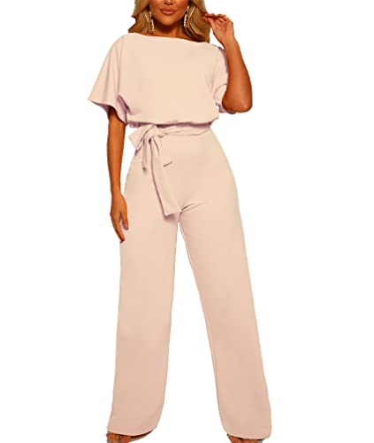 VENDAU Jumpsuits for Women Dressy Romper Pants Suits Rompers Pantsuit Jumper for Women One Piece Outfit Loose Wide Leg Casual