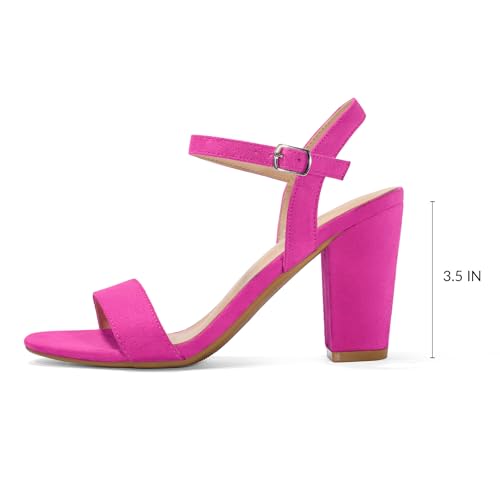 mysoft Women's Chunky Block Heels 3.5IN Open Toe Ankle Strap High Heeled Sandals Wedding Party Dress Pump Shoes4