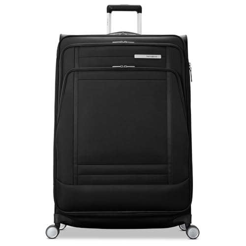Image of Samsonite UpLIFT Lightweight Large Checked Softside 3-Piece Luggage Set with Spinner Wheels - Expandable - Airline-Approved, Polyester Soft Suitcase for Ultra Light Travel - Black