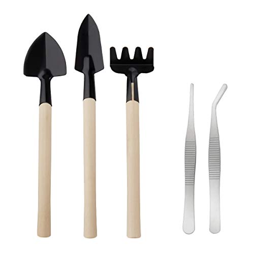 SenPuSi 5pcs Herramientas de Jardinería Mini Rastrillo de Jardin Pala Azada para Jardinero Mini Pala Mango de Metal Pala Rastrillo Pala Herramienta de Jardinería