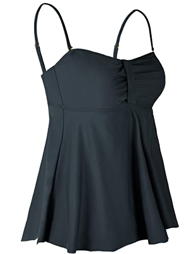 Hilor Women's Flyaway Tankini Top Bandeau Swimsuit Flowy Bathing Suit Tummy Conceal Swimwear2