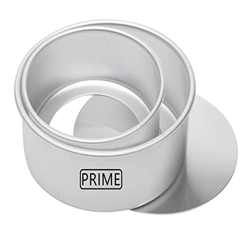 Image of Prime Bakers and Moulders Round Removable Bottom Cake Mould Set With Loose Base Tin For Oven (4,5 Inch),Silver