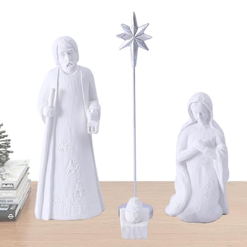 Juego de belén blanco | Juego de belén de Navidad - Elegantes adornos de Navidad blancos para familiares, amigos, colegas, Navidad, cumpleaños