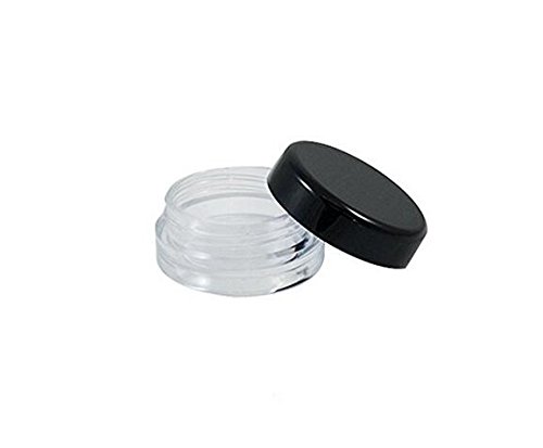 Erioctry 5 Gram Jar, 5 Ml Jar, 50 Pcs Refillable Black Plastic Screw Cap Lid With Clear Base Empty Plastic Container Jars Cosmetic Sample Empty Container For Make Up Nail Powder Eye Shadow #TOP3
