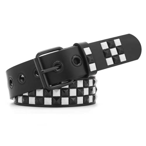 Image of Studded Belt, Metal Punk Rock Rivet Belt with Bright Pyramid Studded for Women Men