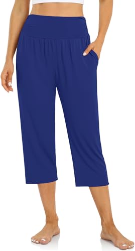 Image of UEU Women's Yoga Capri Pants Loose Soft Drawstring Workout Sweatpants