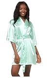WJLYDM Damen Satin Bademantel Frauen Satin Kurze Nacht Robe Solide Robe Mode Bad Robe Sexy Bademantel Hochzeit Braut Brautjungfer Robe FüR Spa Und Hotel(Green,XXXL)