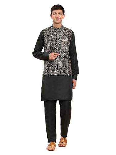 Mens Indian Traditional Cotton Kurta Set With Velvet Jacket (Waistcoat) For Men (C-116)