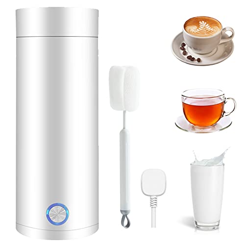 Travel Electric Kettle, Portable Mini Kettle Small Hot Water Boiler 304 Stainless Steel Fast Boiling Water with Auto Shut-Off and Boil Dry Protection (white)