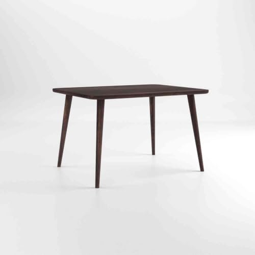 Image of WOODLAB Solid Sheesham Wood 4 Seater Dining Table Set | Wooden Four Seater Dining Table with Cushioned Cane Back Chairs Furniture for Living Room, Home, Hotel and Restaurants - Walnut Finish