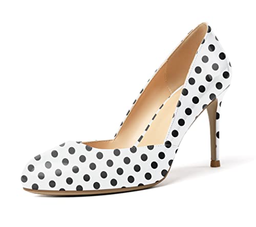 YODEKS Women's High Heel Pumps, Round Toe Slip on, D'Orsay for Work Casual Daily Life Party Dress Shoes