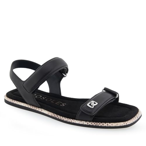 Sandale plate Bruna Aerosoles cuir noir 41 soulage les pieds sensibles