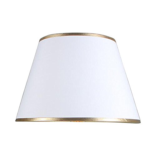 DULEE 6'' E27/E14 Screw Tela Pantalla de Lámpara de Pie Mesa y Lámpara de Noche,(Top) 12cm x (Altura) 15cm x (Fondo) 16cm,Blanco con Borde Dorado