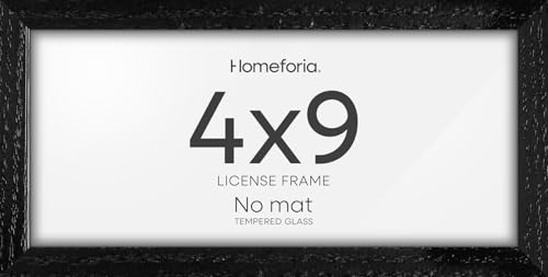 Image of Homeforia 4x9 Business License Frame Black, High End Oak 4 x 9 Black Wood Certificate Frames, 9x4 Wooden Document Frames for Wall or Tabletop, 4 by 9 Picture Frames, Tempered Glass, Wall Kit, Set of 2