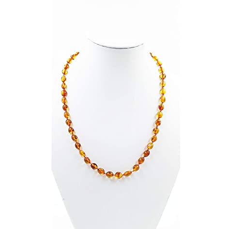 Amber Jewelry Shop Baltische Bernsteinkette für Erwachsene – Natürliche Bernsteinperlen – Bernsteinschmuck 45–46 cm (Braun)