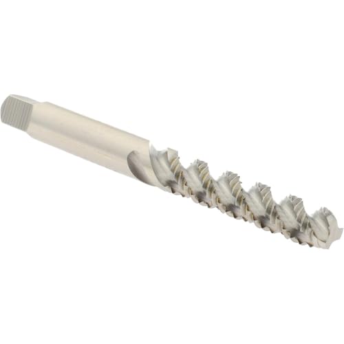 Hertel High Speed Steel Spiral Flute STI Tap, #10-24 UNC, 3 Flute, 52° Helix, Bottoming Chamfer, Bright Finish, 2-1/2" OAL