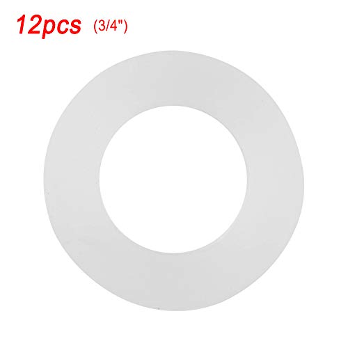 Flat Gasket Washer Circle Silicone White Flat Rubber Washers Replacement Circle Silicone O Rings for Pipe Water Tap Connection 12 Pieces (3/4 inch) - Image 2