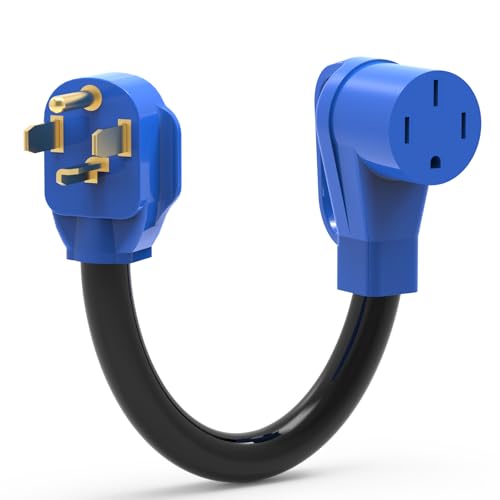 LANDNOR Heavy Duty 30 Amp to 50 Amp EV Power Adapter Cord - 4 Prong10 AWG Pure Copper Wire ETL Listed 4-30P to 14-50R 30M/50F Weatherproof for Level 2 EV Using