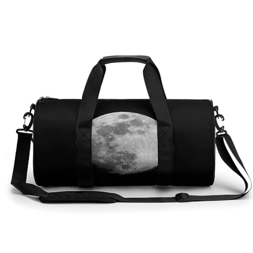 Sac de sport gym sac de voyage noir blanc lune duffel bag compact pour randonnée et camping