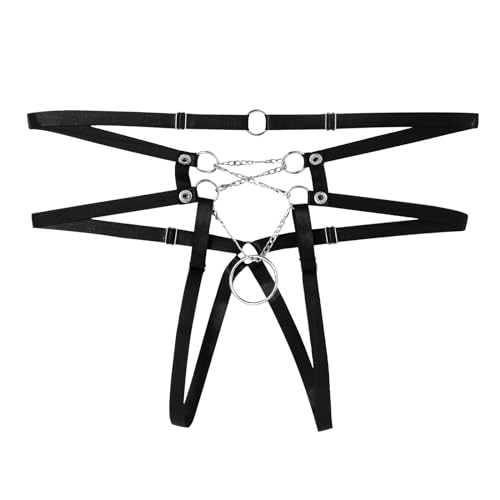 Generisch Reizwäsche Set Herren-Unterwäsche, lustig, Kettenring-Unterwäsche, Tanga (3) Spitzen Dessous Mit (Black, One Size)