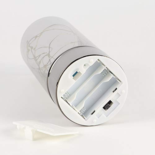Rhytsing 3er-Set Glaszylinderlaternen mit Lichterkette, flammenlose Led Kerze mit Timerfunktion Grau
