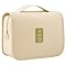 Bolsa Necessaire Maquiagem Cosméticos Feminina Viagem Com Divisória e Cabide para Pendurar Organizador de Maquiagem Muito Espaço para Maquiagem Shampoo Perfumes Higiene Pessoal (Bege)