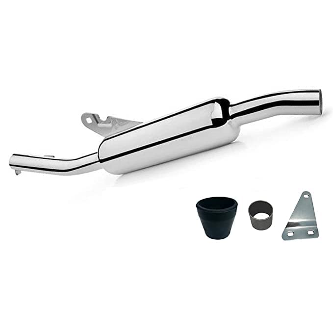 Dhe Best SIL25 Bike Angular Empty Free Flow Stylish Exhaust Silencer Chrome Compatible with RE Classic 500-image-15