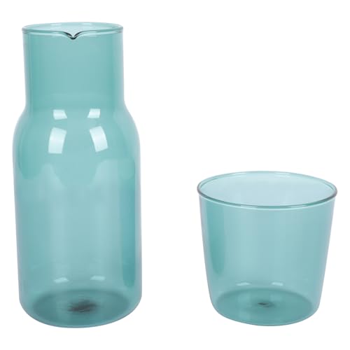 Juego de Vaso y Tetera de Vidrio con Tinte Verde Lago 1.2l