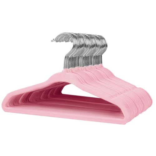 Image of Stormix Baby Velvet Hangers, 50 Pack Children's Clothes Hangers Non-Slip Kids Hangers for Infant/Toddler Rose