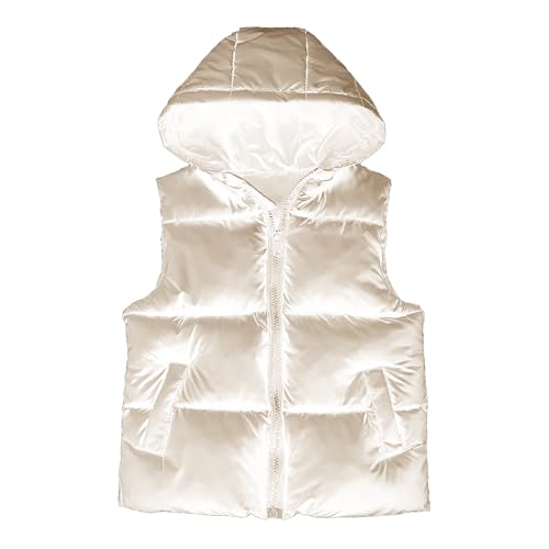 Boys Girls Full Zip up Hooded down Vest Windproof Warm Lightweight Sleeveless Quilted Puffer Jackets with Pockets