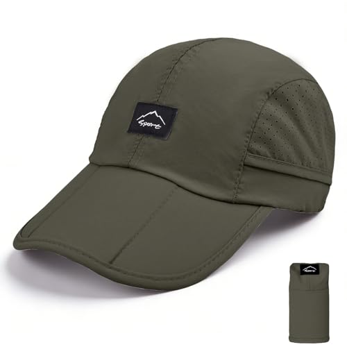 lippili Foldable Unstructured Baseball Cap UPF 50+ Water Resistant Portable Sport Hat for Men Women Outdoor Hiking Fishing Army Green