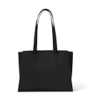 Work Tote Bags for Women 14 Inch - Work Bag Laptop Bag with Zip Compartments - Large PU Leather Office Purse Computer Briefcase - Black