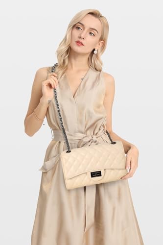 Image of Gladdon Quilted Crossbody Purse for Women Trendy Shoulder Bags | Stylish Shoulder Purse,Quilted Pattern,Structured bag,Chain Strap,Spacious Enough,Casual and Dressy Outfits,Any Occasion