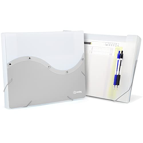 Two Tone Document Holder Grey, Water Resistant Plastic Reusable Envelopes A4 Letter Size File Folder Lightweight with Elastic Closure, Also Available in Purple, Blue, Green, Pink, Red, 1 Pc –By Enday
