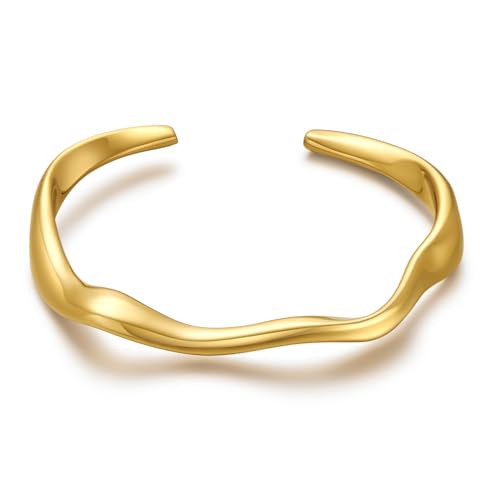 Gold Cuff Bracelet for Women Adjustable Open Cuff Bangle Bracelets Minimalist Arm Cuffs Wrist Bracelet