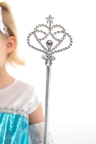 Simply By Design Dazzle Princess Bundle Dress Up Costume Party Outfits With Gloves, Wand, And Soft Crown Age 4-6 (Ice) #TOP6