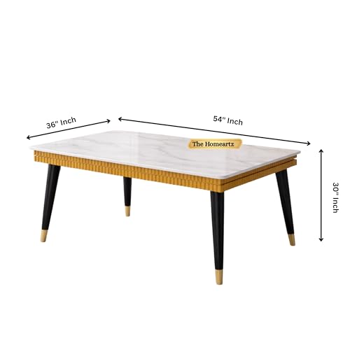 Image of Elara Modern Dining Table Set 4-Seater Wooden Dining Table Set | 1 Year Warranty | Nano Composite Marble Marble Top Table with 4 Chairs (Sea Green)