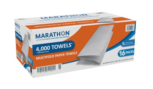 Marathon Multifold Paper Towels 4000 Count ~ 1-Ply ~ White.