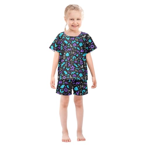 Pajama Sets Graffiti Pattern Short Sleeve Summer Sleepwear 2 Piece Pjs3