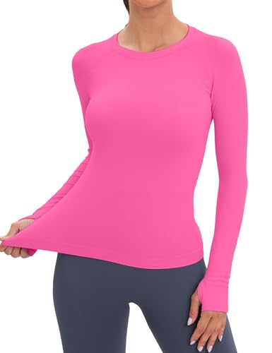 MathCat Workout Shirts for Women Long-Sleeved Athletic Shirt Running Breathable