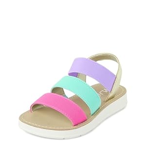 The Children’s Place Baby Girls and Toddler Open Toe Flat Sandals, Multicolor Triple Band