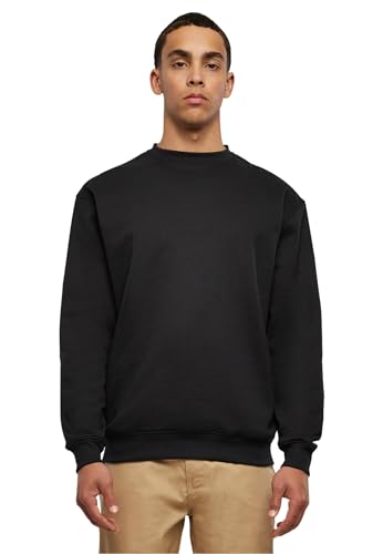 Urban Classics Men's Basic Pullover Crew Neck Sweatshirt Available in 6 Colours Plain Crew Neck Sizes S to 5XL, black, XXL