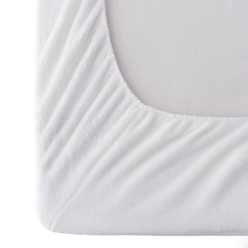 Elegant Comfort Luxuriously Soft 4-Piece Velvet Plush Flannel Sheet Set - Premium Quality - Cozy Warm, Anti-Static, Non Pilling Fuzzy Velvet Flannel Fleece Deep Pocket Sheet Set - Twin XL, White