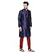 ITOS365 Men's Tunic Art Silk Kurta Pajama Pyjama Set Indian Clothing Casual Party Dress Gifts Items Nevy Blue Medium
