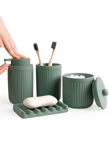 INGOFIN 4 Pcs Ceramic Bathroom Accessory Set - Liquid Soap