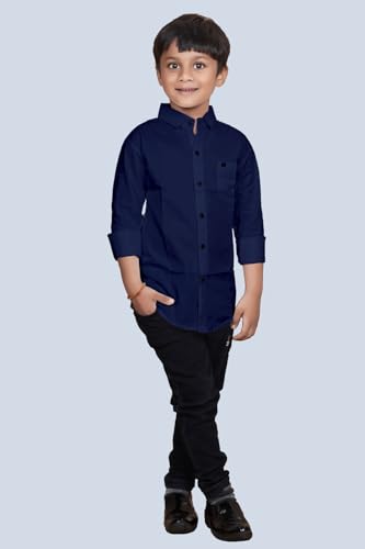 Image of Boys Solid Casual Shirt in Cotton Fabric