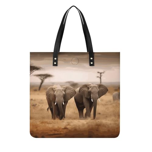 Sac seau souple en cuir végétalien aux motifs éléphants