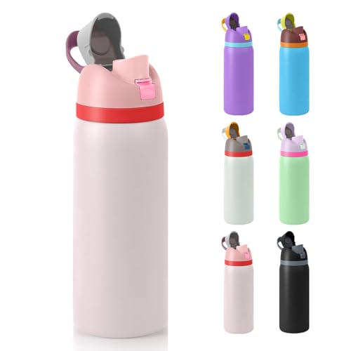 Reviews de Frascos térmicos para bebida para comprar hoy. 44 Termo Acero Inoxidable (32OZ/946ML), Dos Maneras de Beber, Térmica de Botella con Pajita para Deportes y Viajes, Doble Pared y Tapa Hermética Antigoteo, con Asas (Rosa)