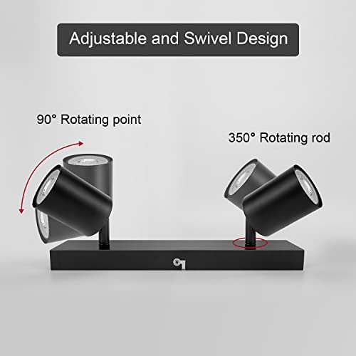 Ceiling Light, Spotlight Indoor in Matt Black, 2 Adjustable 6W Spots with GU10 Socket Industrial 2 Way Light Ceiling Wall Spot Light for Kitchen Lounge Bedroom Dining Room